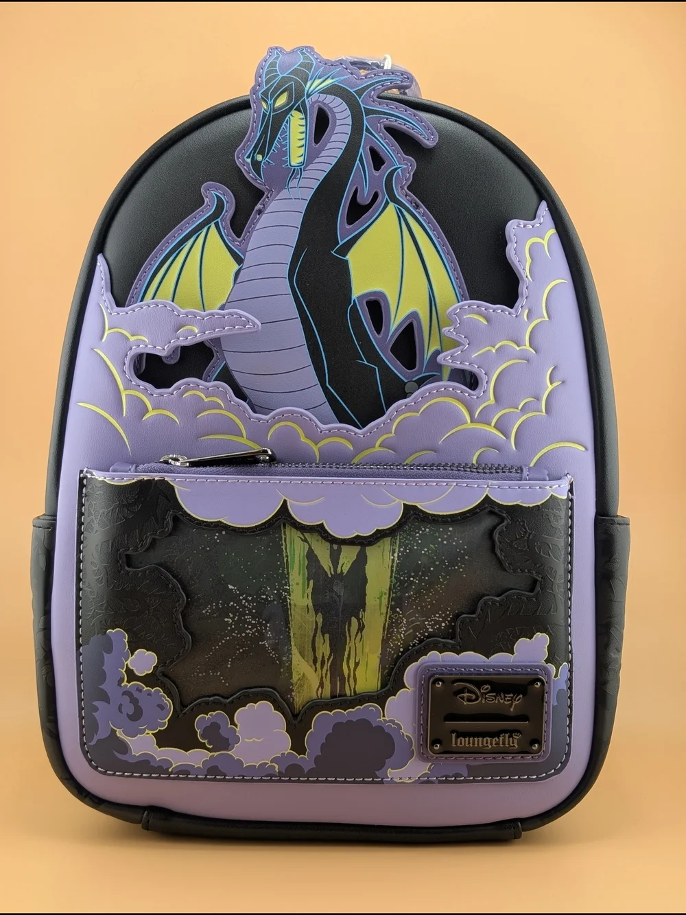 Loungefly Maleficent Dragon Lenticular Glow‑in‑the‑Dark Mini Backpack NWT